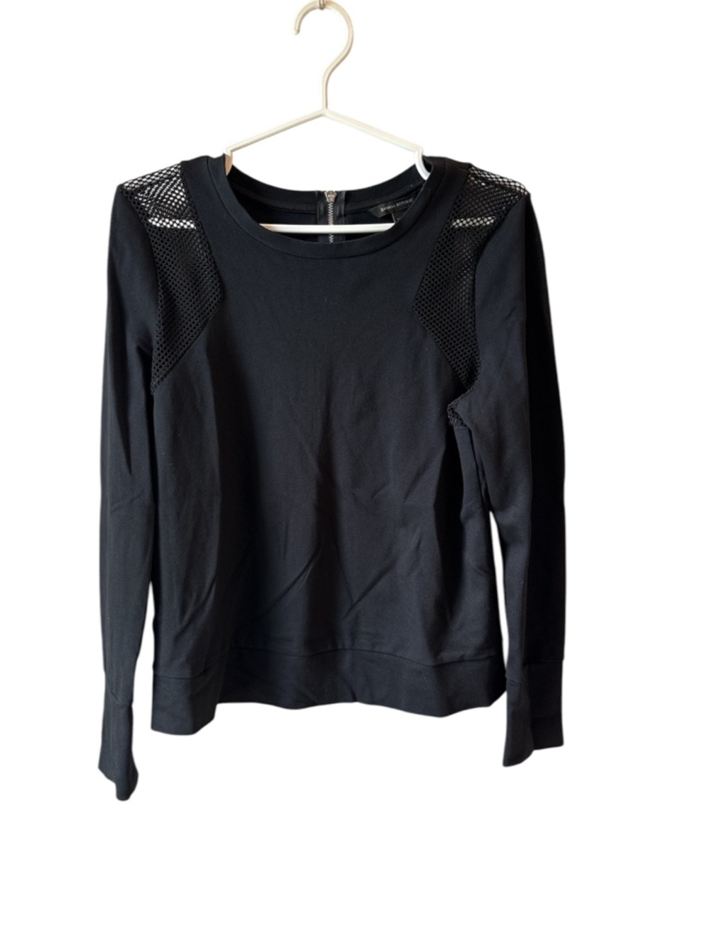 Banana Republic Black Mesh Inset Shoulder Long Sleeve Top, Women’s Size XS